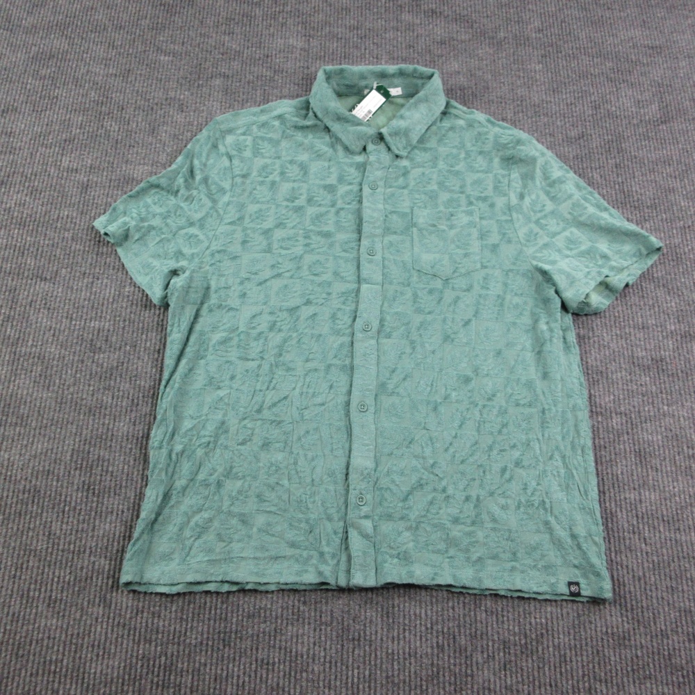 Threads 4 Thought Shirt Mens XL Green Paxton Tile Leaf Jacquard Terry NWT